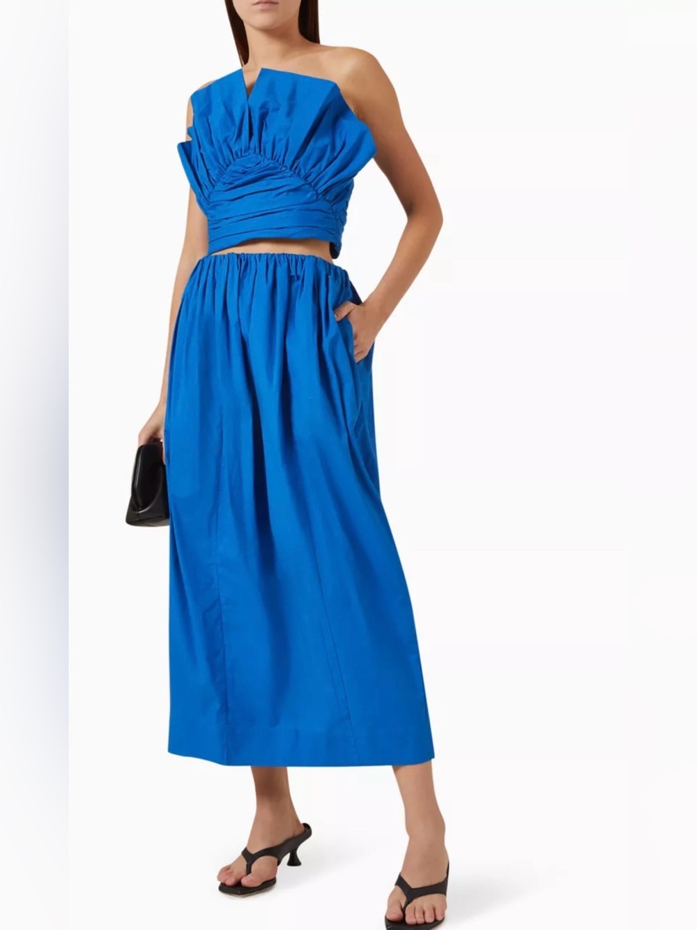 Mara Hoffman Blue Billie Midi Skirt in Cotton-poplin XL 100% cotton